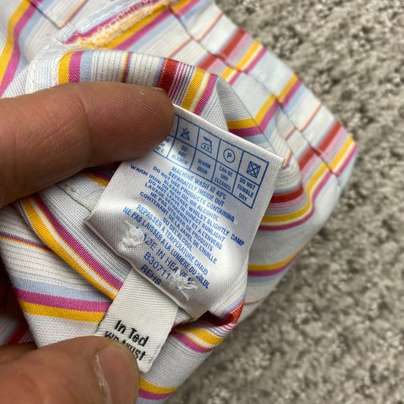 Ted Baker London Shirt Women Size 5 White Pink Orange Stripe Button Up Loose Fit - Picture 6 of 10